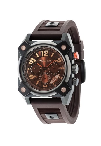 Police Hellcat PL14690JSB/12AP Brown Silicon strap Watches