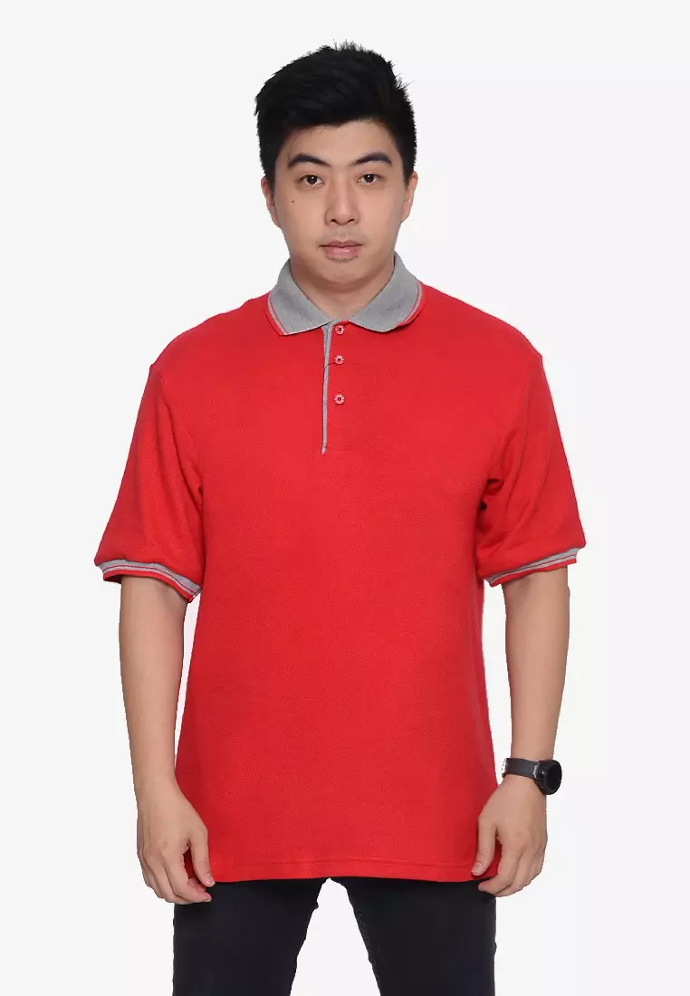 Andre Michel Kaos Polo Shirt Lengan Pendek Kerah Abu Merah 933-33
