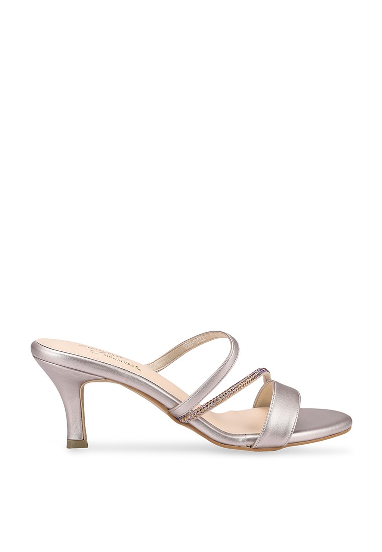 Heeled Sandals with Rhinestone Strap