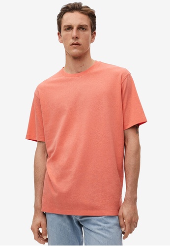 MANGO Man 紅色 Cotton Linen-Blend T-Shirt 31576AA383E0C1GS_1