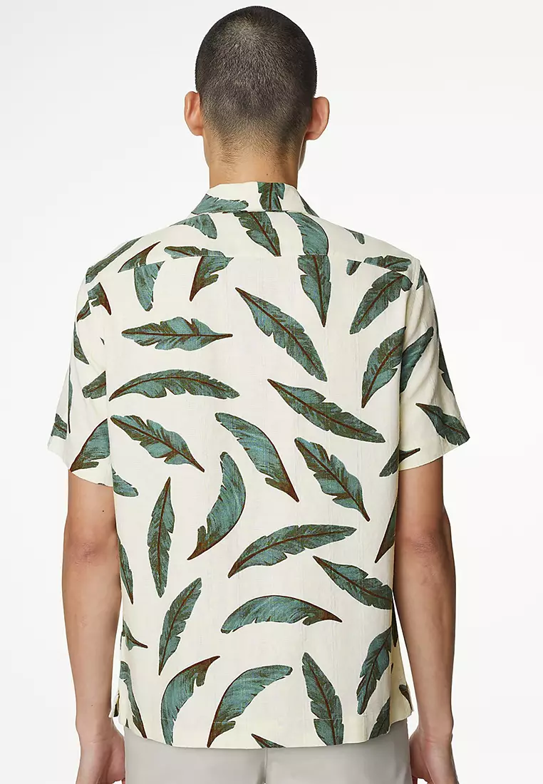 Easy Iron Linen Blend Printed Shirt