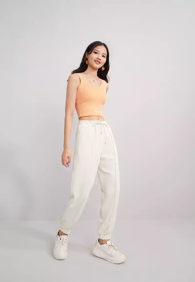 Elastic Waist Contrast Fold Jogger Pants