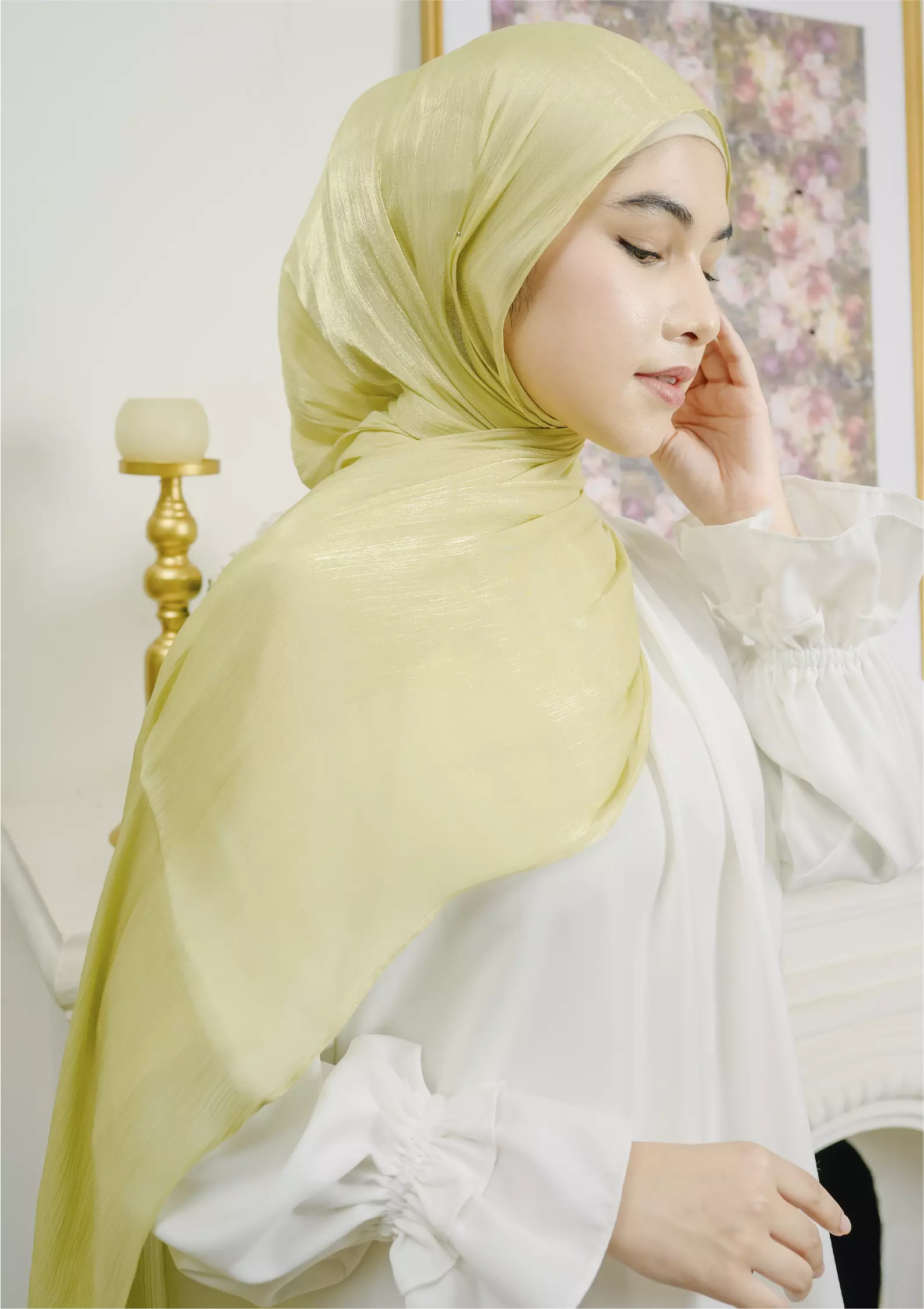 Yora Silk Shawl Lime