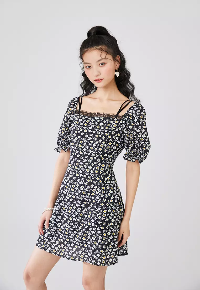 Buy Hopeshow Spaghetti Strap Floral Mini Dress 2026 Online | ZALORA