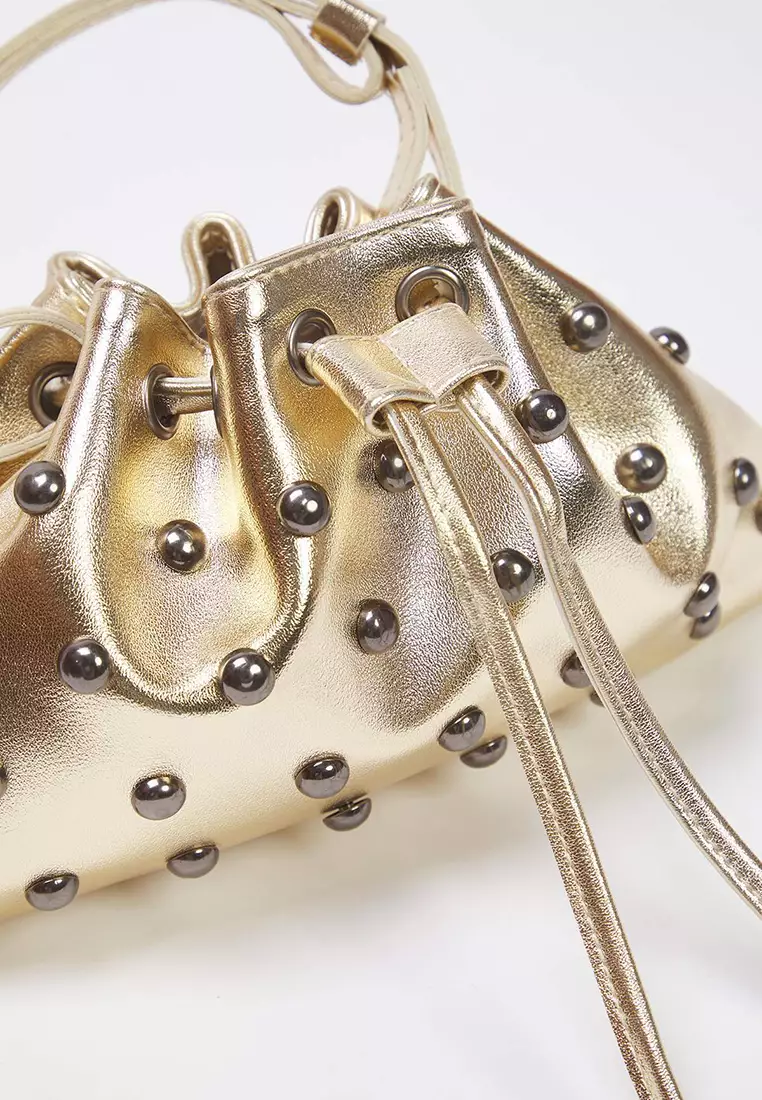 Gold Troc Embroidered Women's Mini/Small Pouch Shoulder Bag