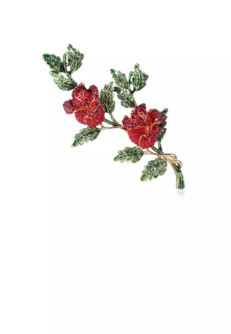 Red rose brooch on sale