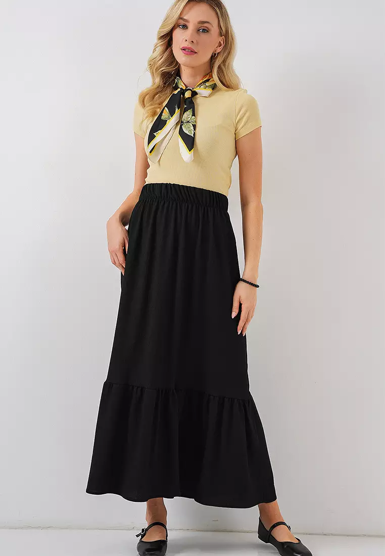 1886 Long Knitted Skirt - Black
