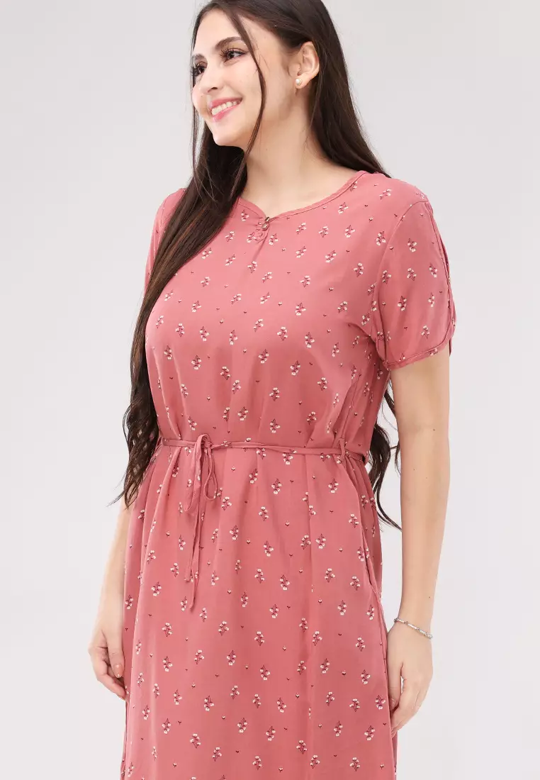 Woven Printed Rayon Short Sleeves Dress