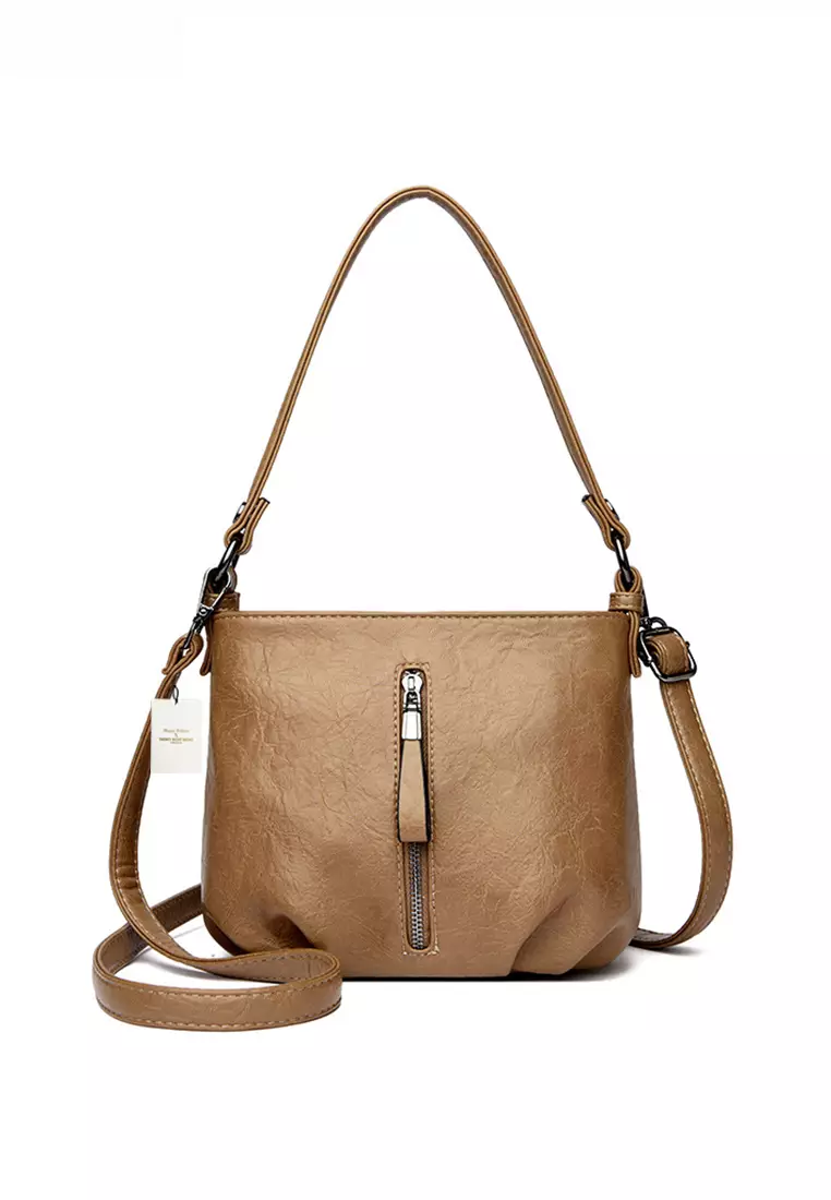 Textured Faux Leather Cross-Body Bucket Bag JW HD-3938