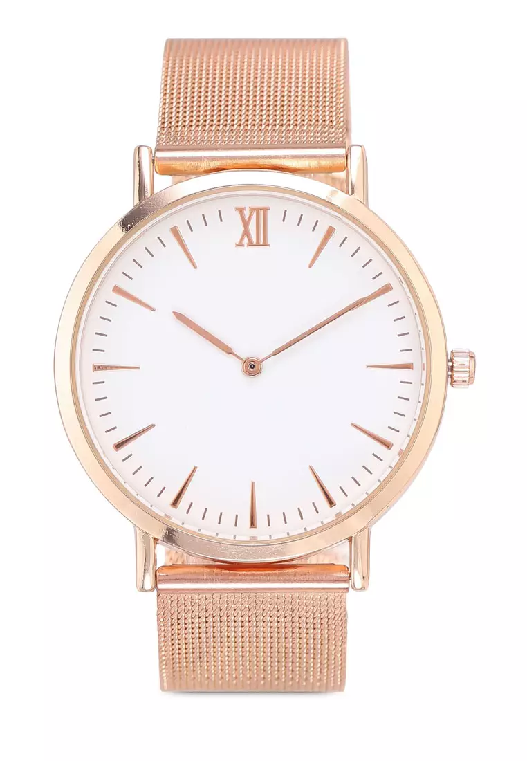 Buy NUVEAU Round Face Gold White Mesh Strap Watch 2024 Online