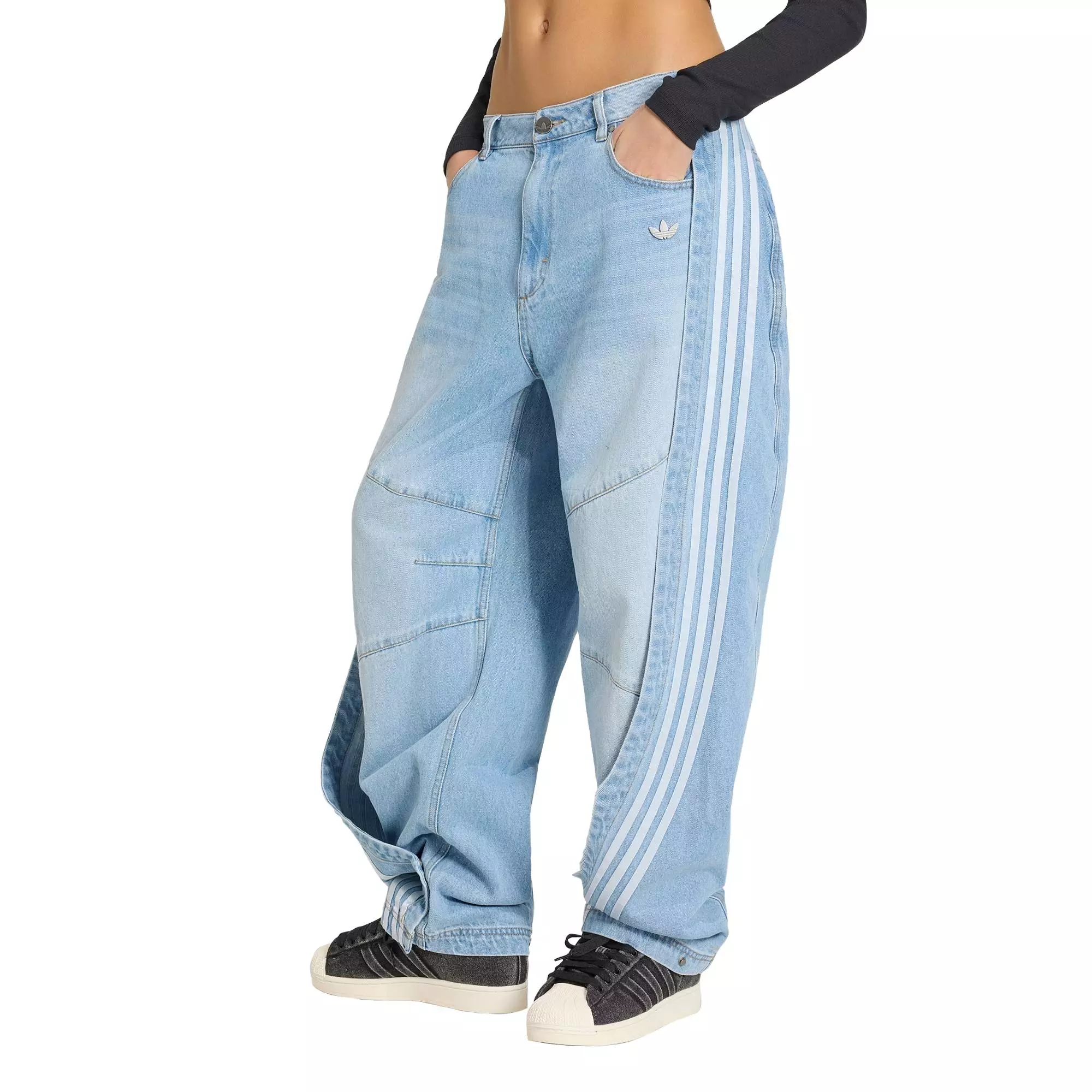 Lifestyle ADILENIUM 5.0 BANANA OVERLAY DENIM PANTS Women Blue KY5188