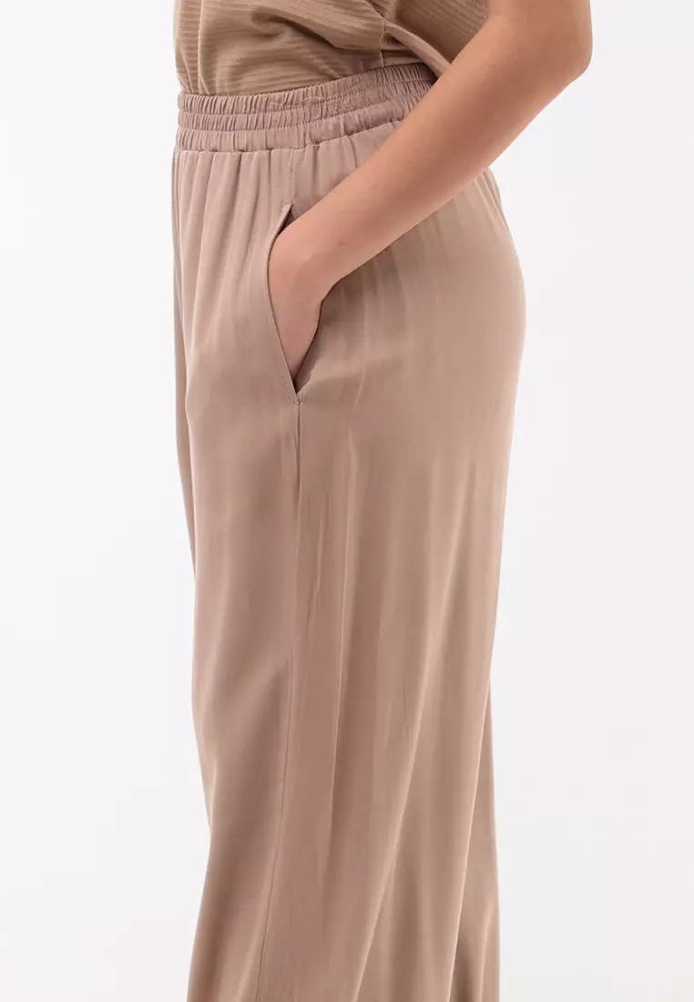 Woven Plain S.Twill Wide Leg Pants