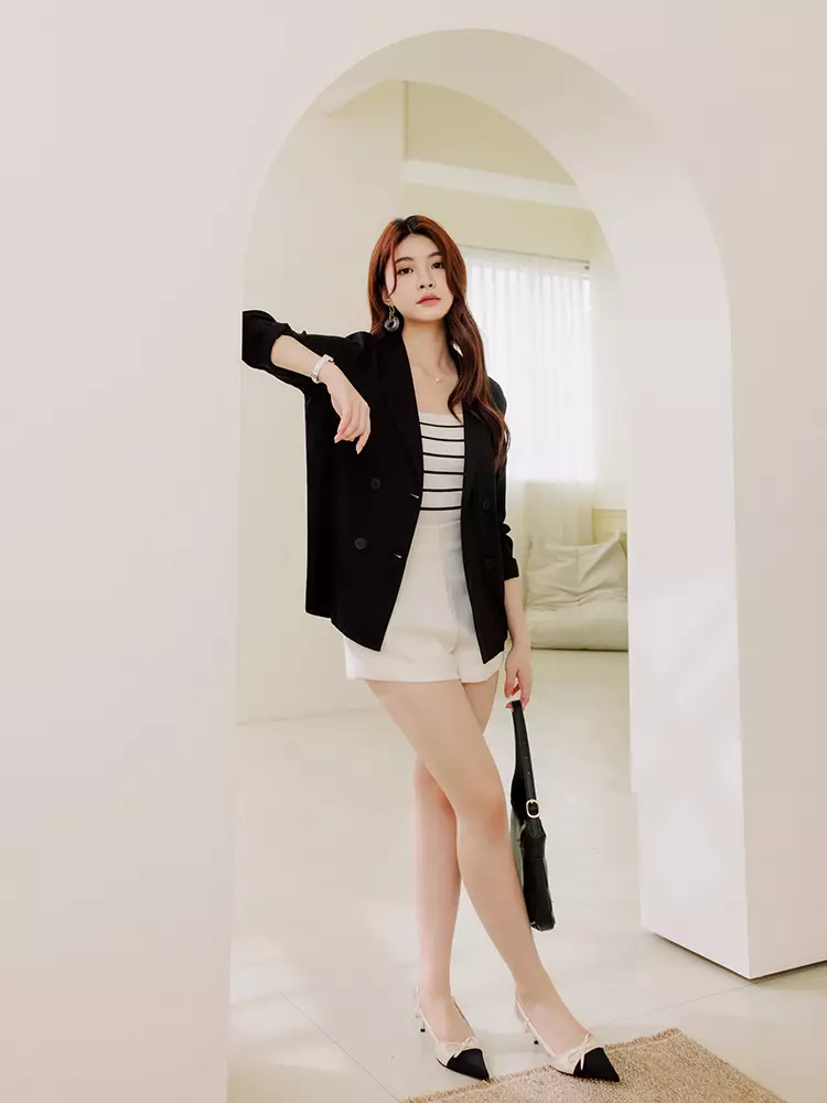 Shawl Lapel Double-Breasted Blazer [EA3618]