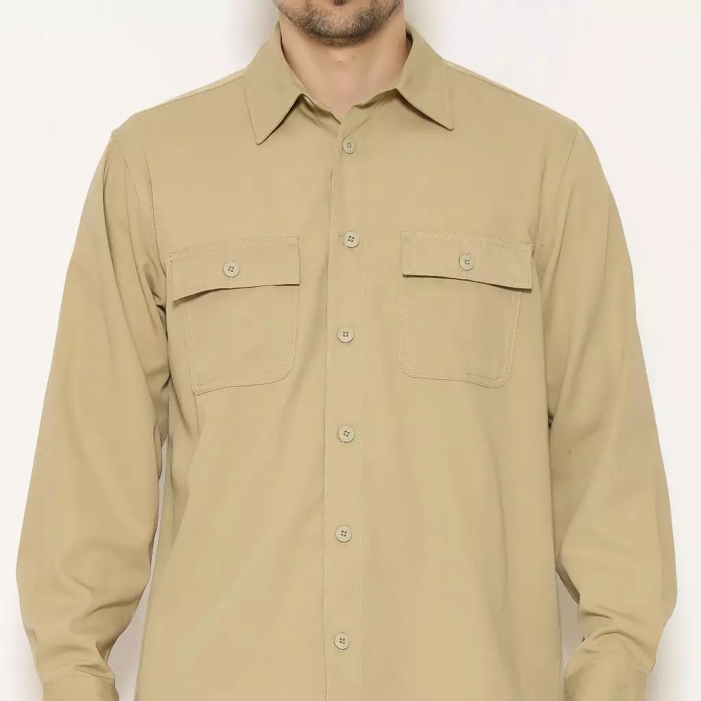 AMK Kemeja Polos Oversize Lengan Panjang SHS GIANT L/S Beige