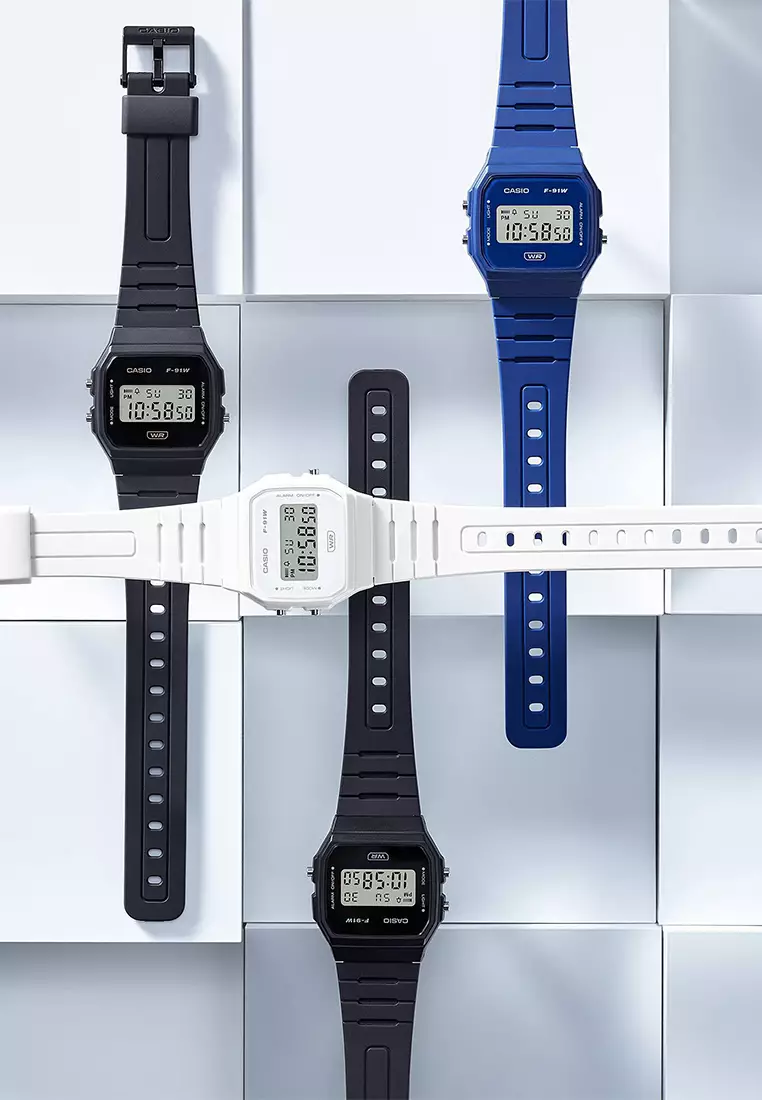 Casio Jam Tangan Digital Unisex - Black Resin Strap - F-91WB-8A