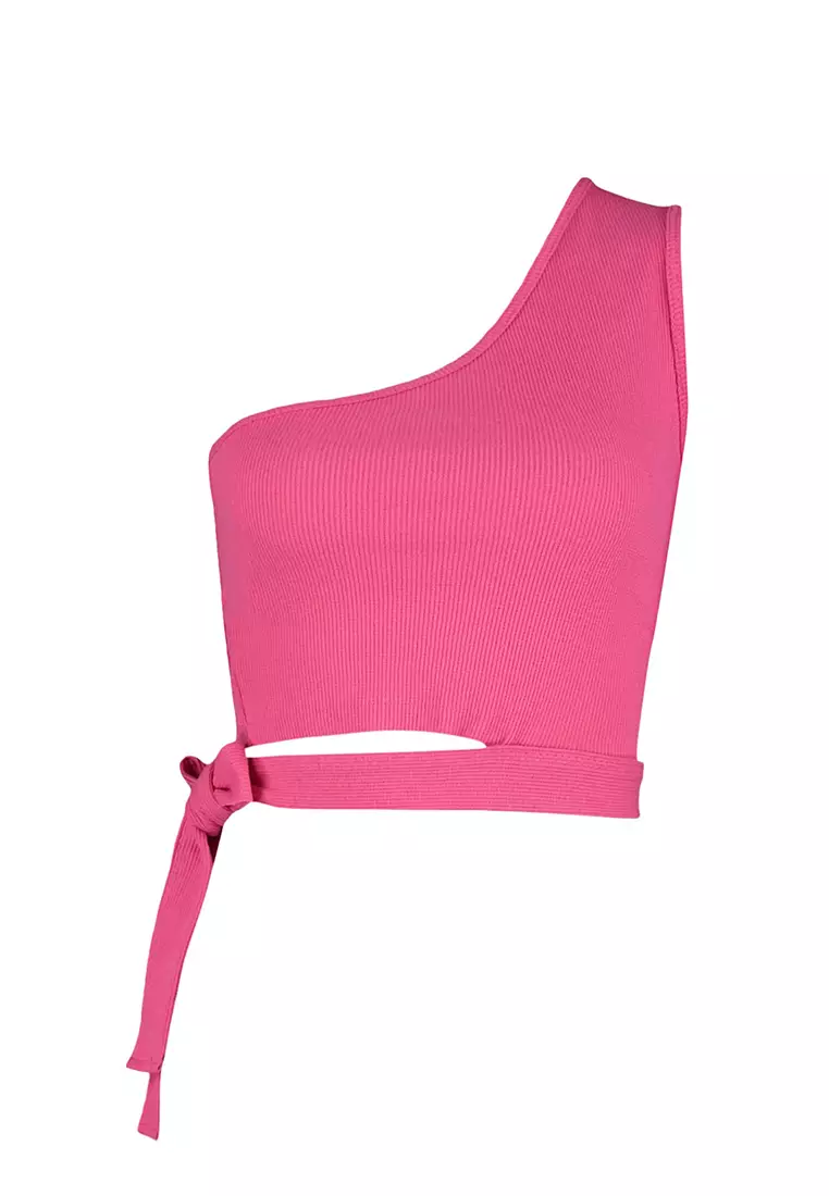 One Shoulder Tie Hem Top