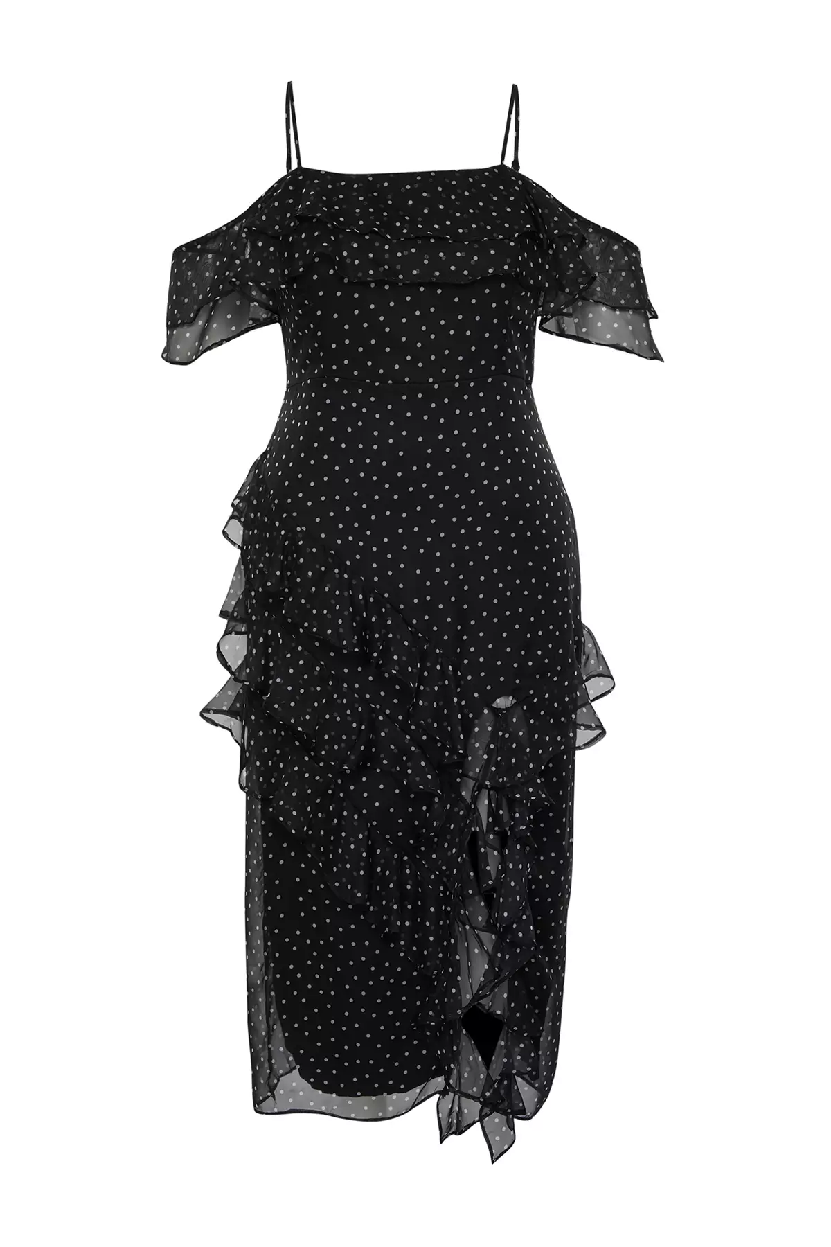 Plus Size Polka Dot Ruffle Dress