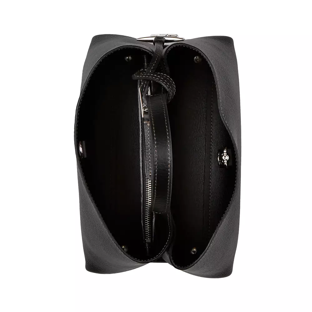 T Stamped Leather Micro Bag Black