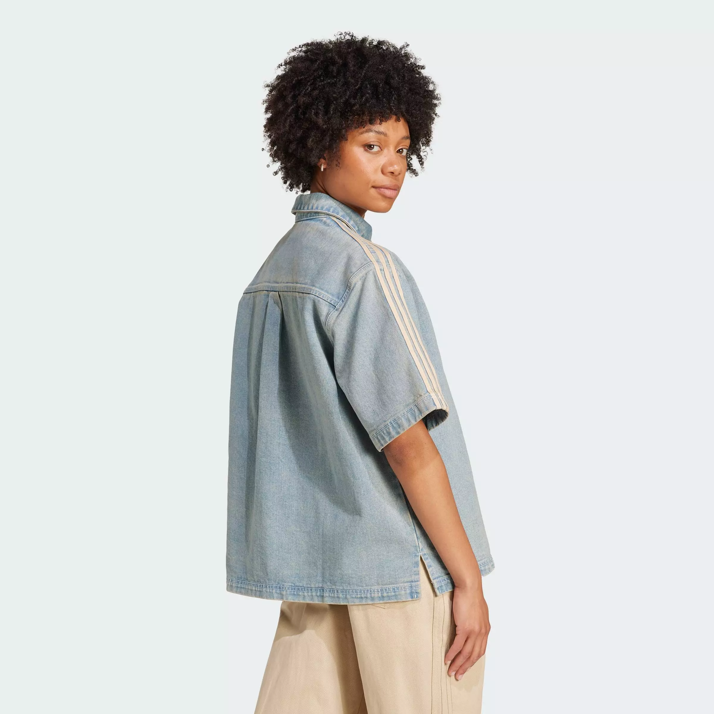 Lifestyle Premium Essentials Denim Shirt Shortsleeve Women Blue JY2871