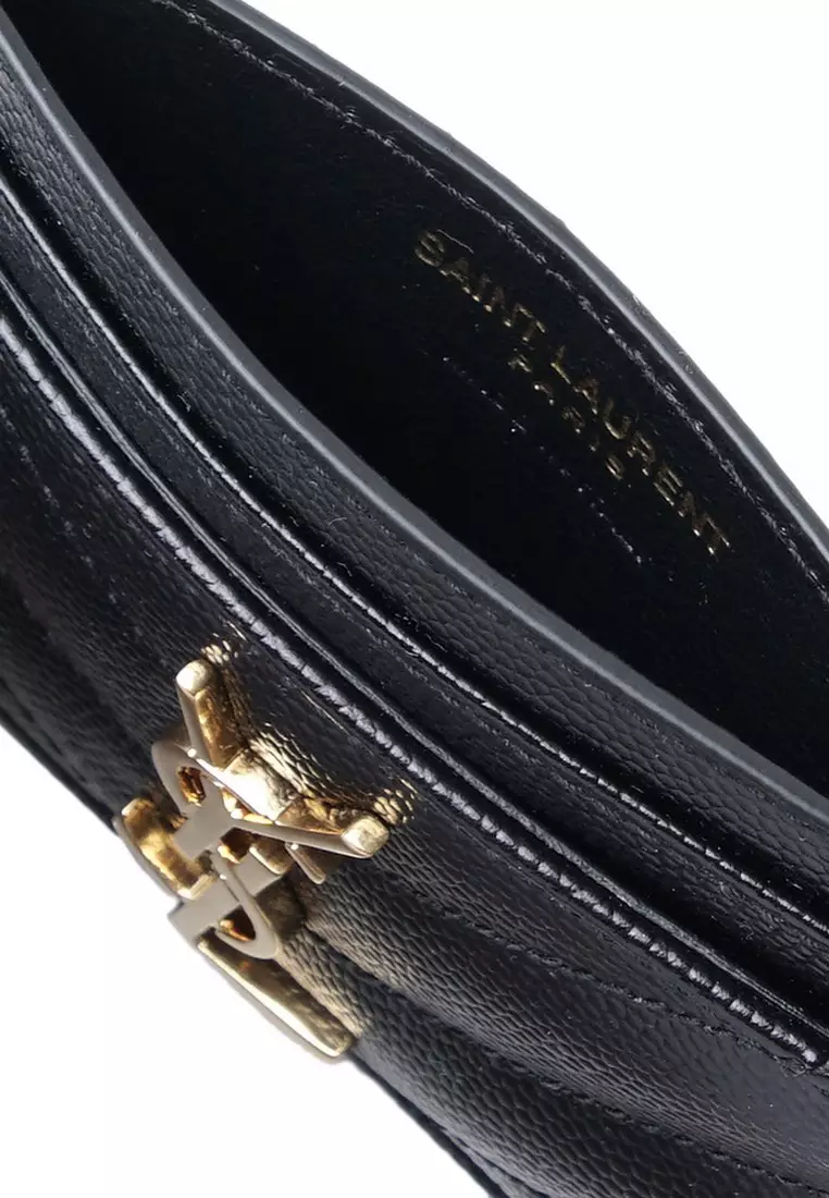 Saint Laurent Monogram In Grain De Poudre Embossed Leather 卡夾(黑色)