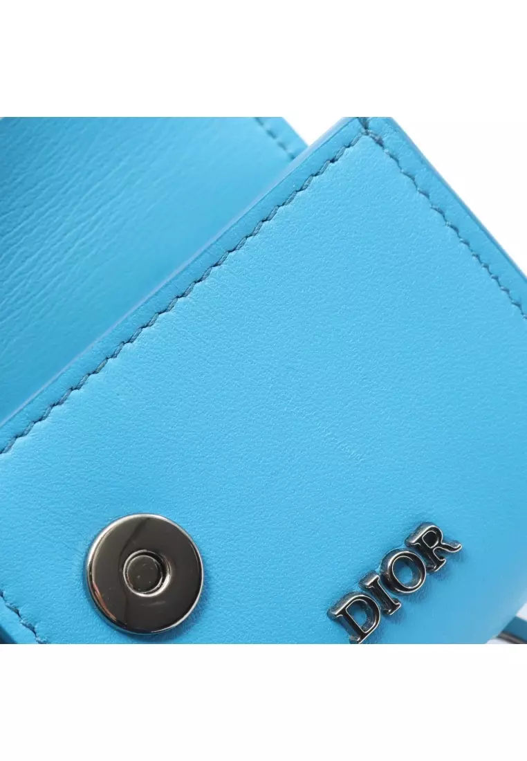 Pre-Loved Christian Dior saddle AirPods Pro case earphone case leather blue