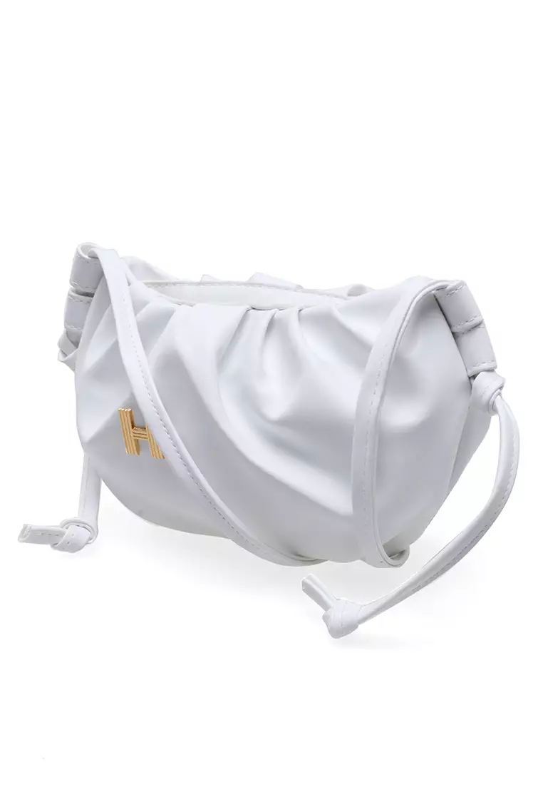 Werlyn Tas Selempang Wanita Croissant Casual Large Storage Material Leather Kulit ORIGINAL - White