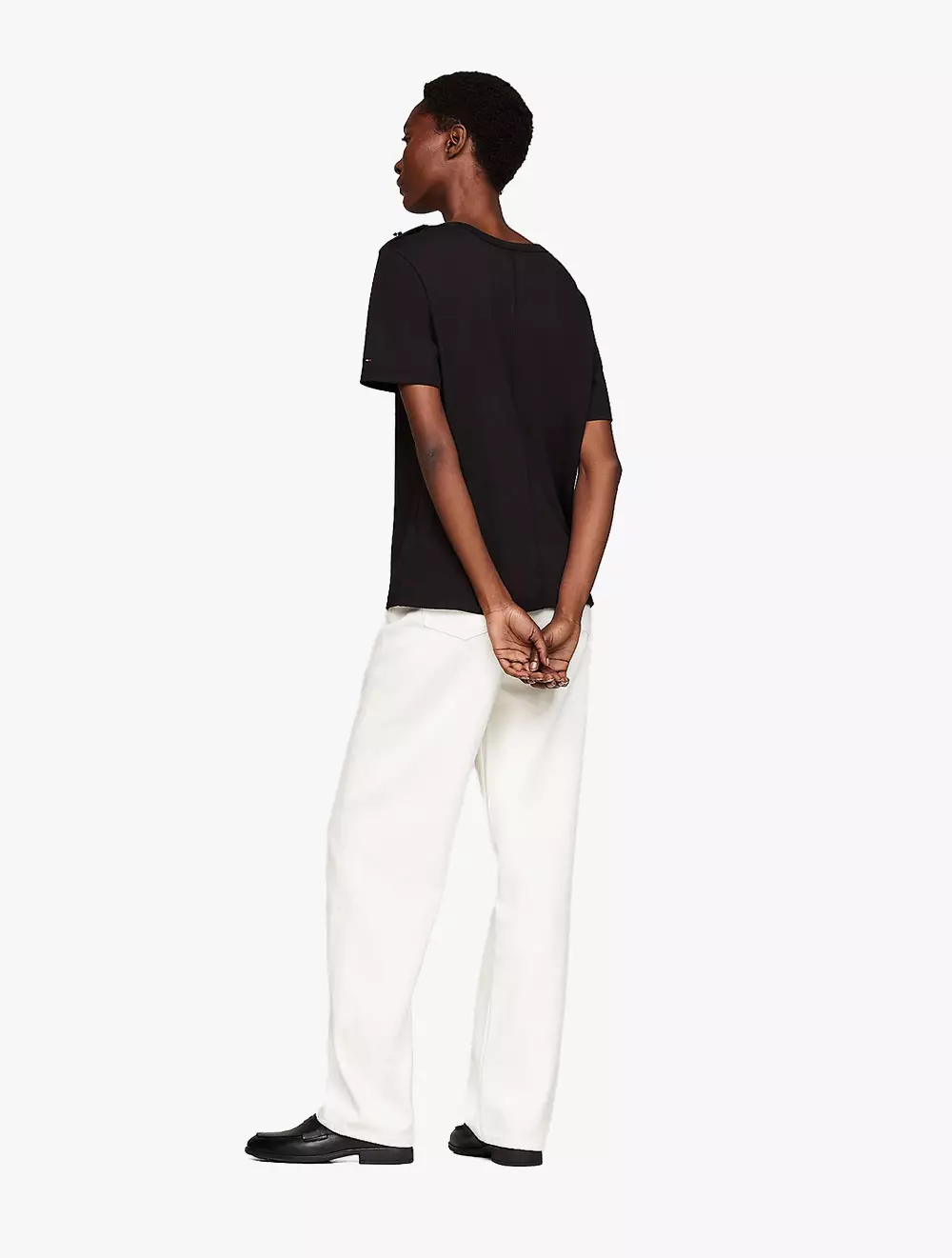 Tommy Hilfiger - Stripe Boat Neck Relaxed T-Shirt - Black