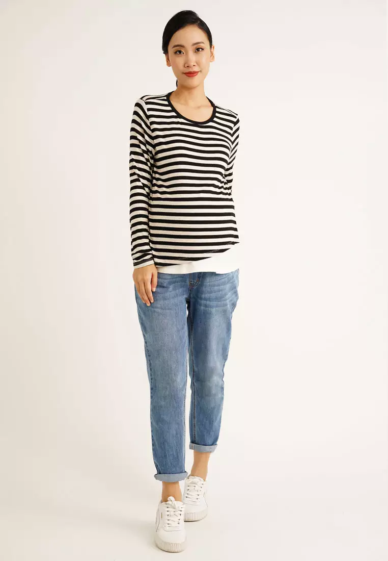 Blue Maternity Full Panel Mom Jeans