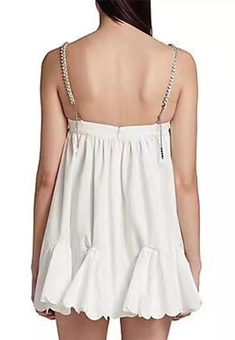 Fashionable suspender diamond strip large swing dress CA25042218W