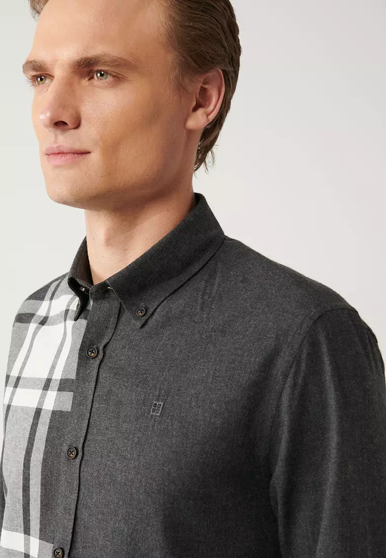 Men's Black Plaid Flannel Lumberjack Shirt A32Y2119