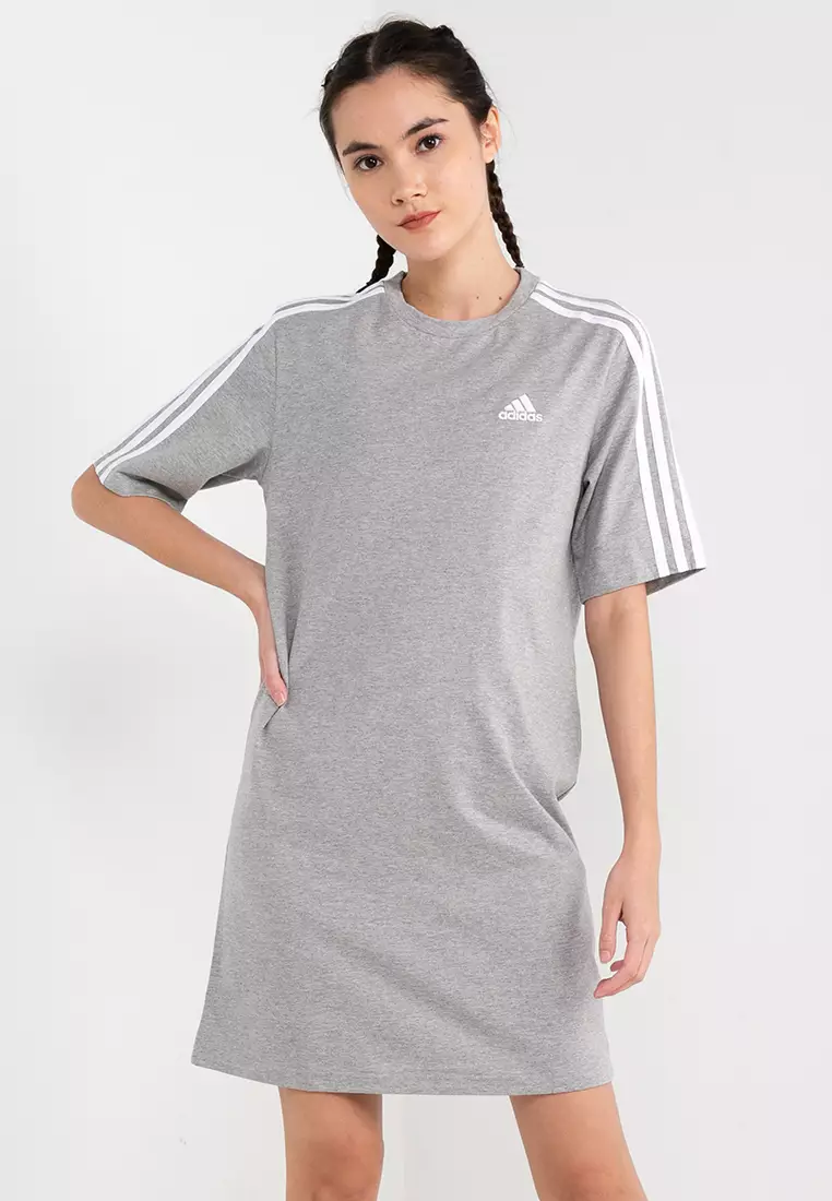 Jual ADIDAS essentials 3-stripes single jersey boyfriend tee dress ...