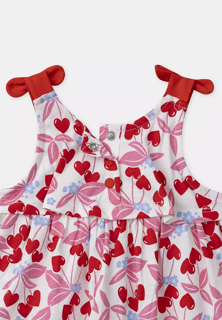 Cherry and heart print bodysuit dress