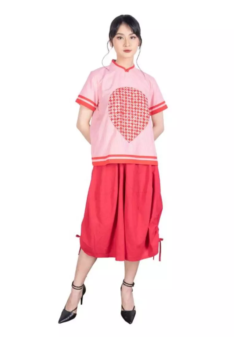 Blouse Batik Wanita - Bhatara Batik Alma - Atasan Batik Modern Lengan Pendek