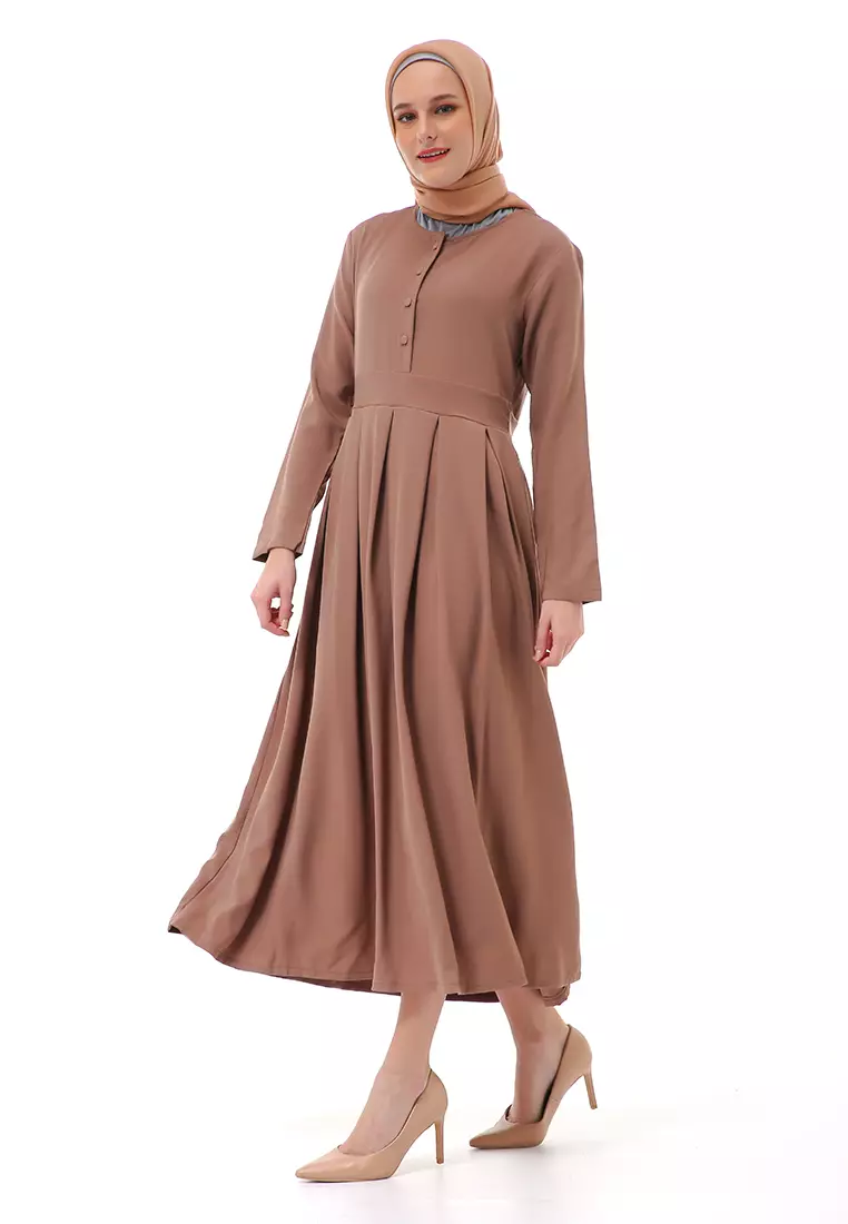 Enzy Dress Muslimah Wanita Lengan Panjang Regular Fit Premium High Quality - Milo