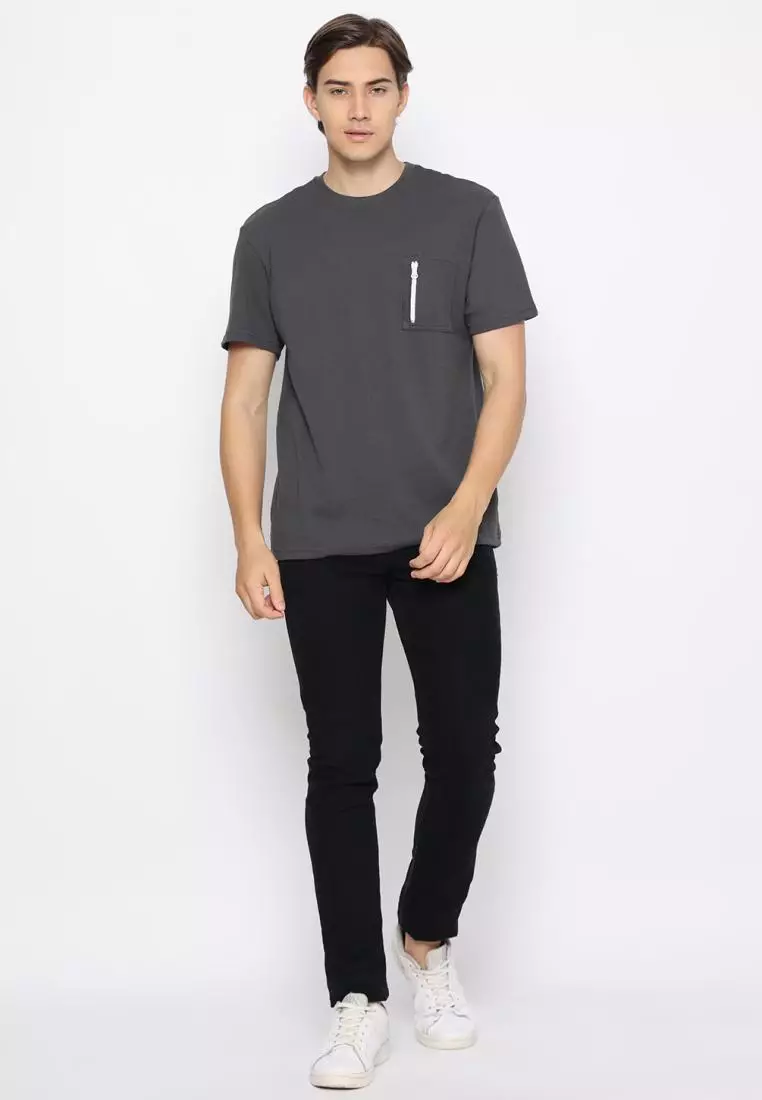 MATSUDA Kaos Polos 24S Texture Honeycomb T Shirt Saku Zipper Koka