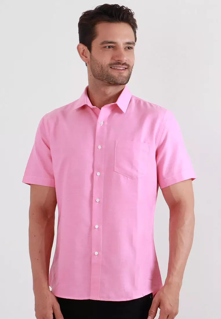 MAGINOT OXFORD PINK 1.0 Kemeja Casual Slim Fit Lengan Pendek