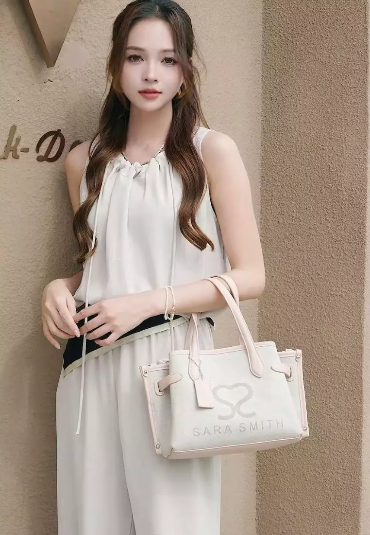 Women's Logo Top Handle Bag / Sling Bag / Crossbody Bag (Tas Selempang / Tas Tangan) - Merah Jambu