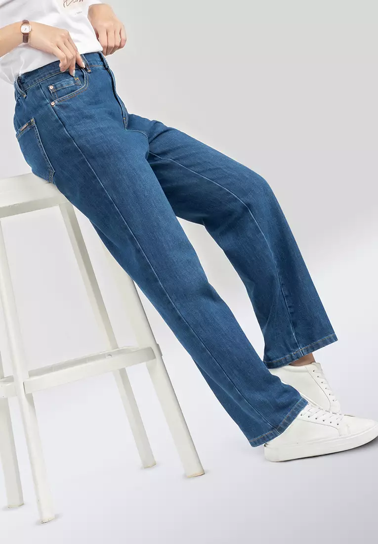 C2 Utopia Blue Straight Cut Jeans Wanita
