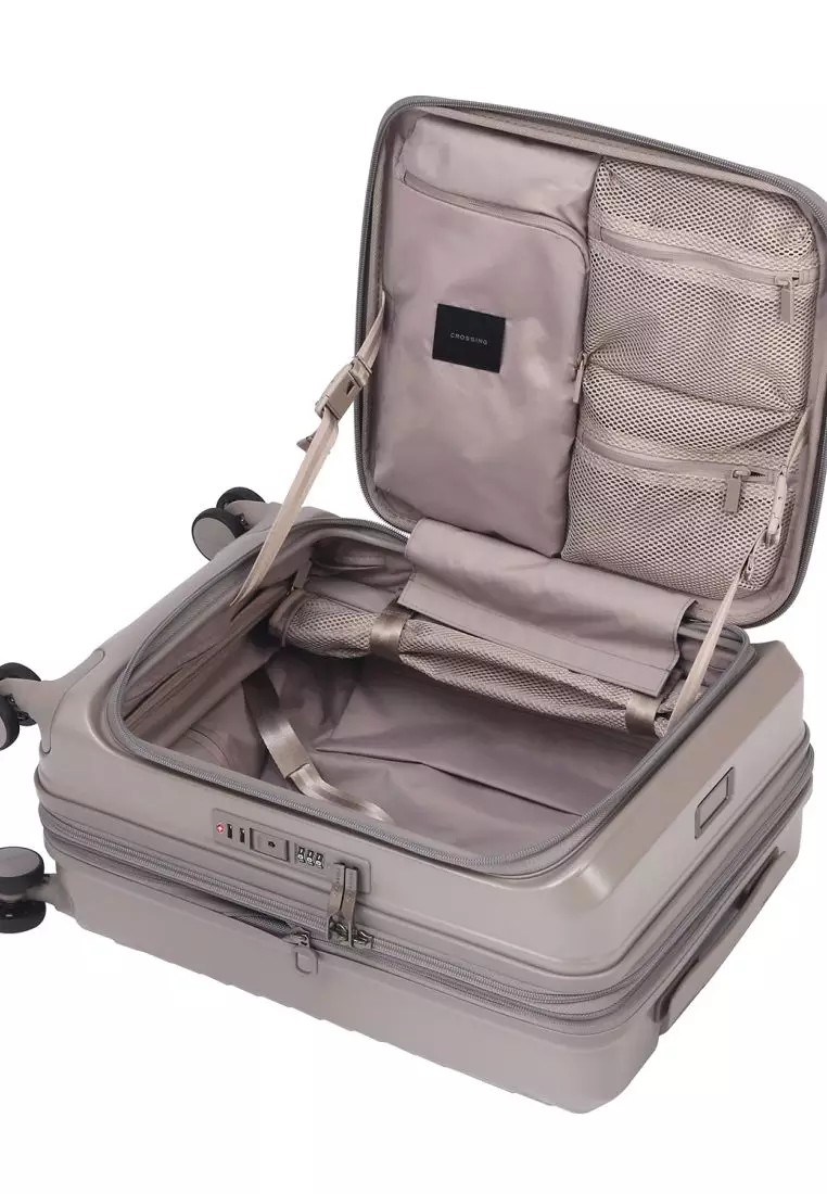 CROSSING INVI 20" Carry On Expandable Luggage With Front & Middle Access V3 - Latte