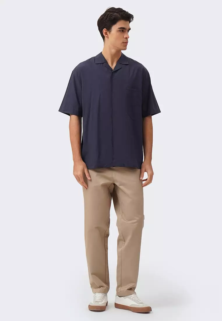 Men's Notch Collar Shirt with Triangle Pocket