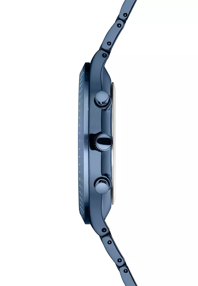 Men's Blue Titanium Strap with Titanium Links and Blue Dial Quartz Watch -  11743-797