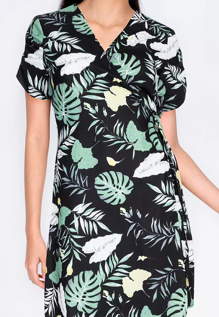 Buy ZALORA BASICS Ruched Sleeves Midi Wrap Dress Online ZALORA