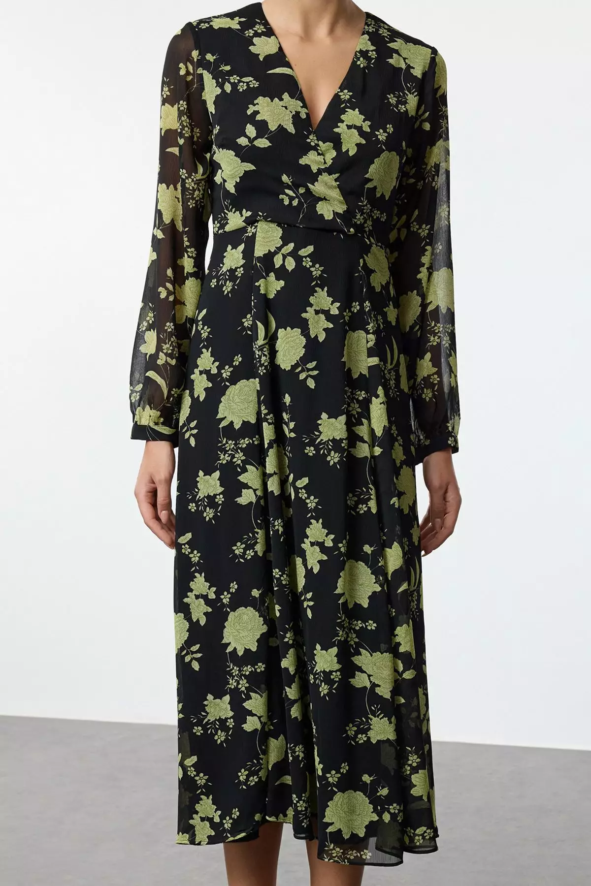 Floral Chiffon Midi Dress