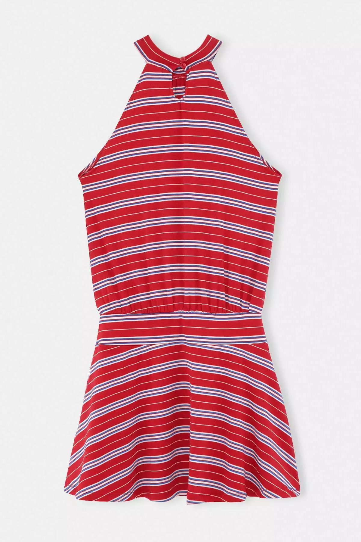 Red Striped Skater Halter Neck Sleeveless Mini Soft Knitted Dress Twoss26El00254