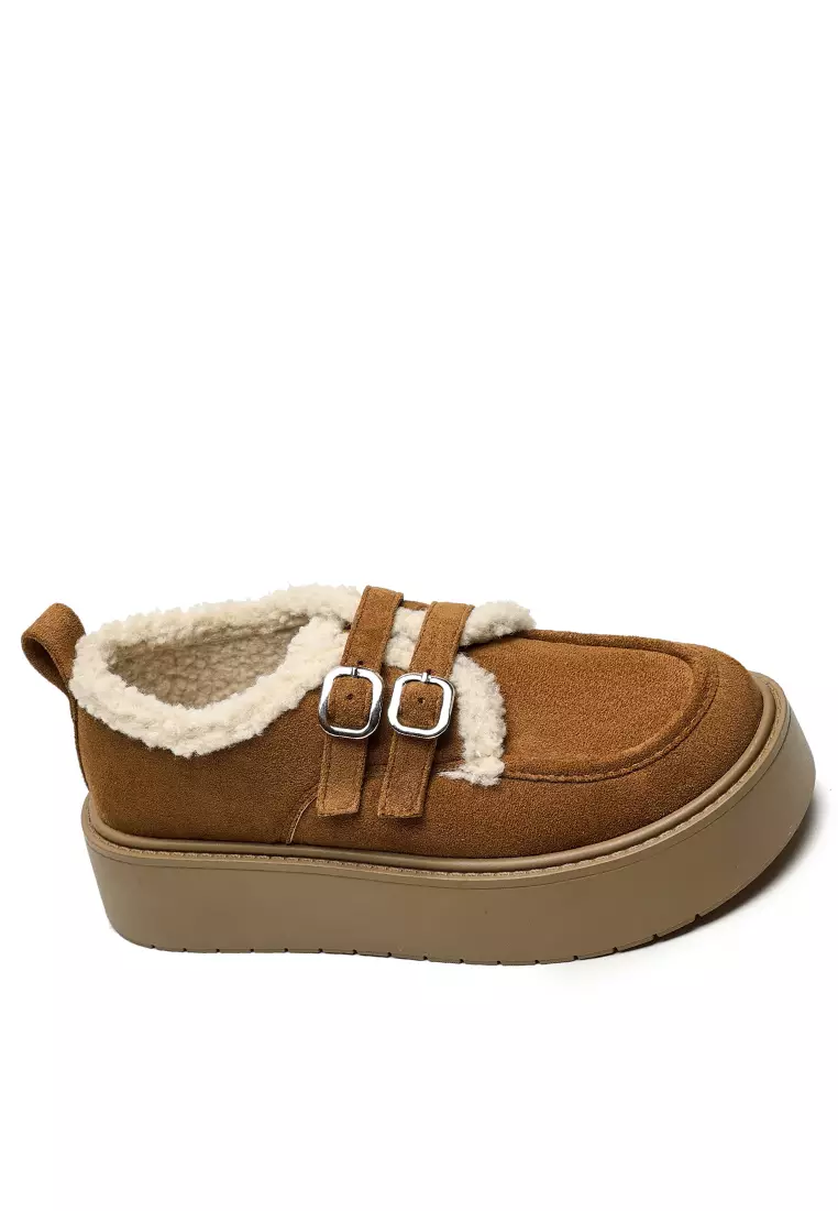 Discount on Twenty Eight Shoes  shoes - SKU: Double Buckle Suede Fleece Loafers WW678-1