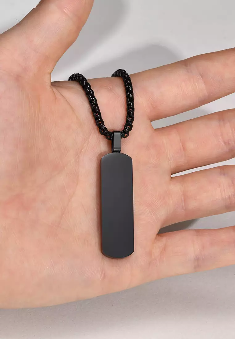 Titanium Steel Rectangular Bar Pendant Necklace JW QX-1874
