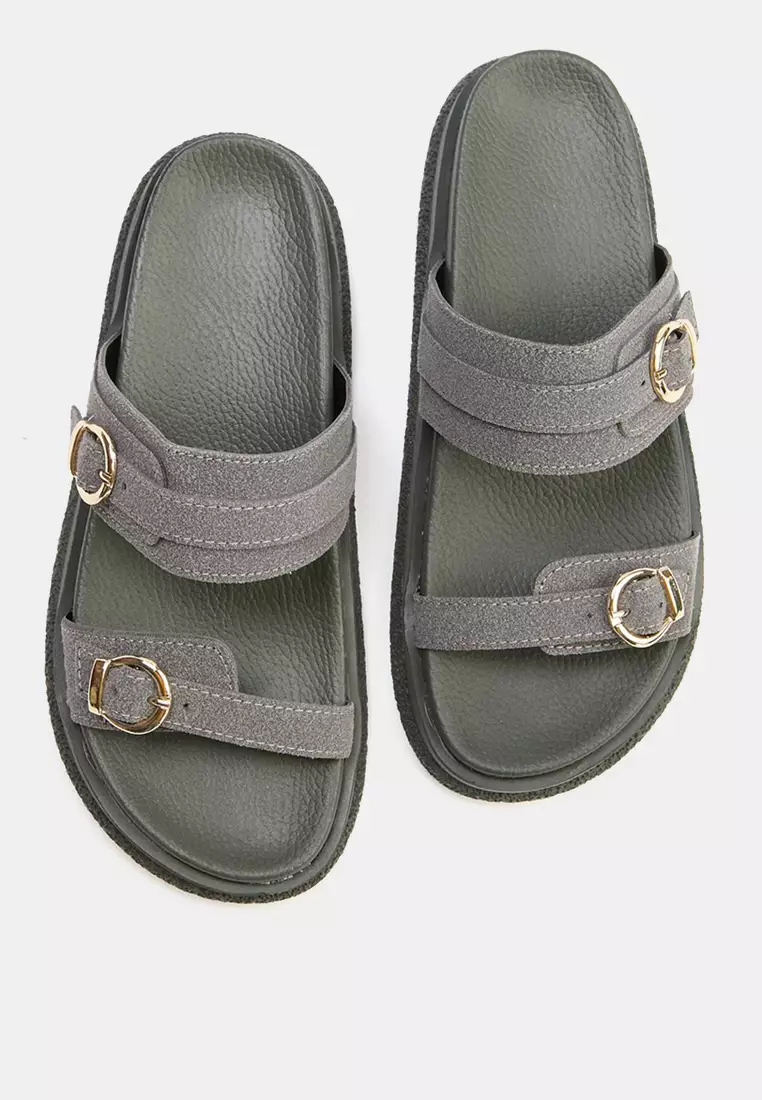 Double Buckle Thick Sole Sandals