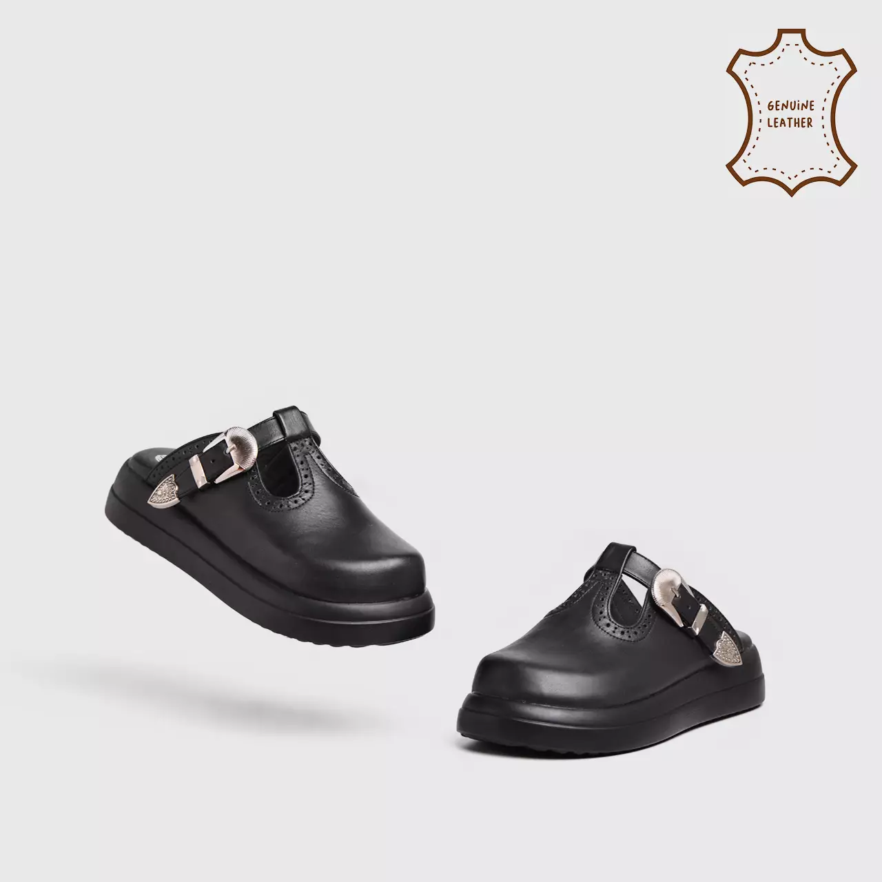 Aitra Sandals Genuine Leather Black