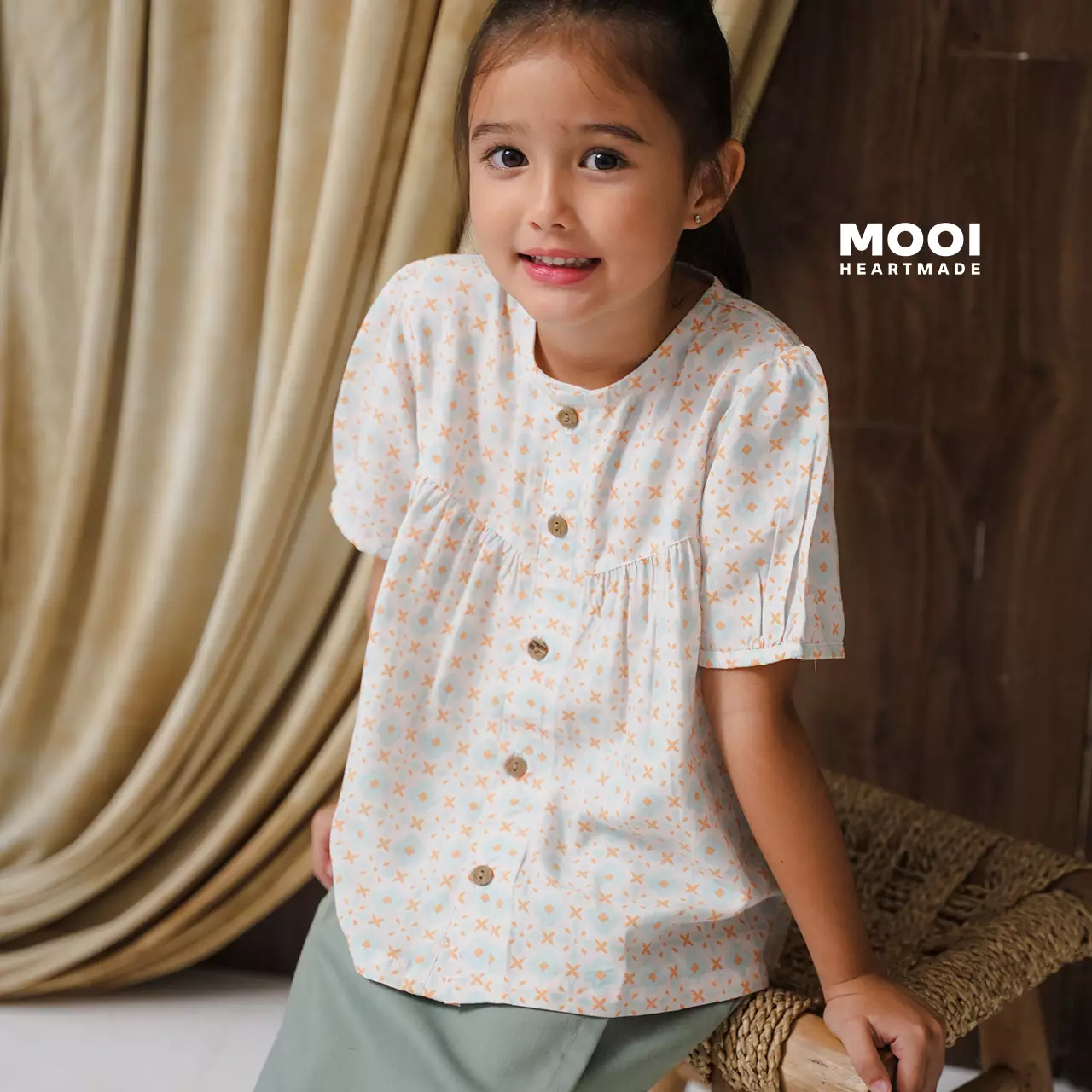 Mooi Setelan Batik Anak Perempuan Nesha Batik Set - Sky Blue