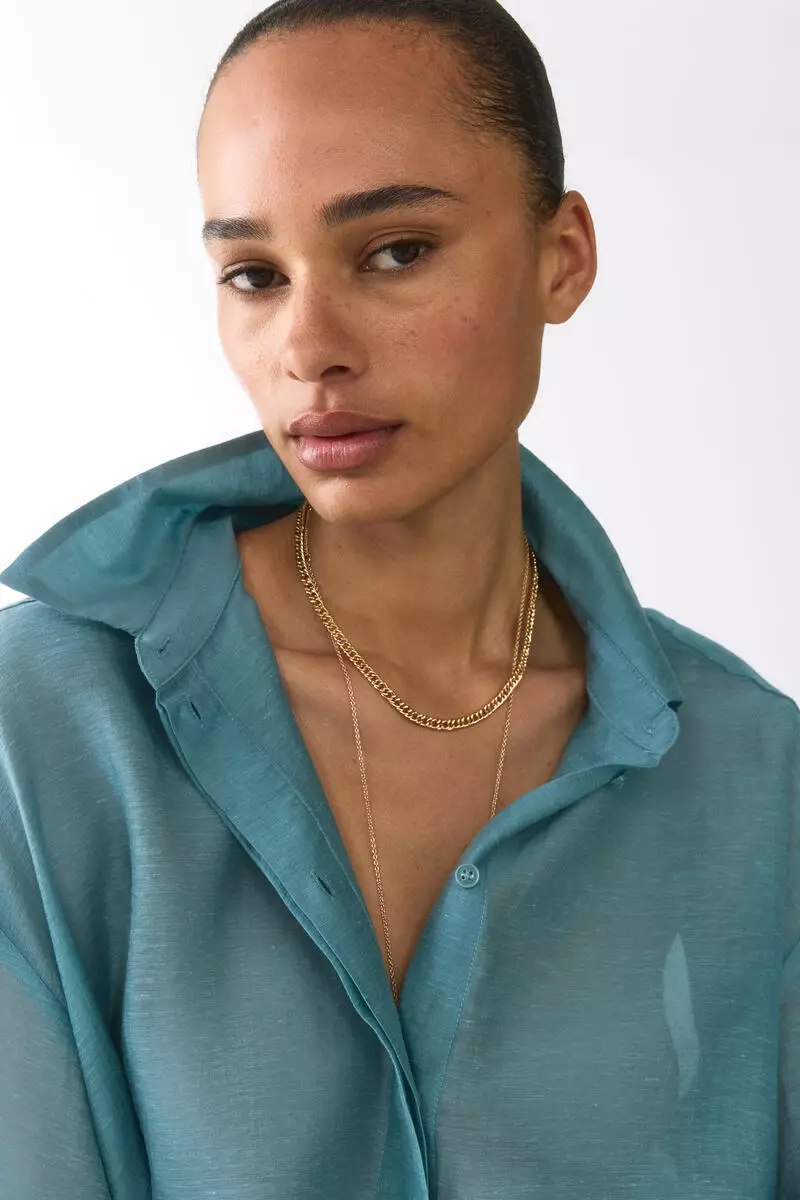 Linen-blend blouse